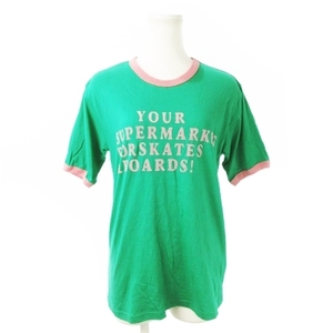 フリークスストア FREAKS STORE 360 San Diego Tシャツ カットソー リンガー ラウンドネック 半袖 フロッキープリント F 緑 グリーン