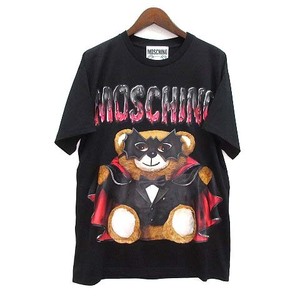 未使用品 モスキーノ MOSCHINO バッド テディベア オーバーサイズ Tシャツ 半袖 クルーネック ブラック 黒 XXS A0711 メンズ レディース