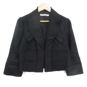  Anne shunt man ENCHANTEMENT jacket short 7 minute sleeve front opening wool total lining 38 black black /FF7 #MO lady's 