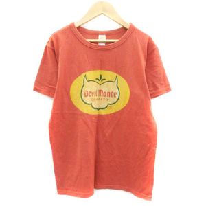 バーンズアウトフィッターズ Barns outfitters Tシャツ カットソー 半袖 クルーネック プリント S テラコッタ /YM43 メンズ