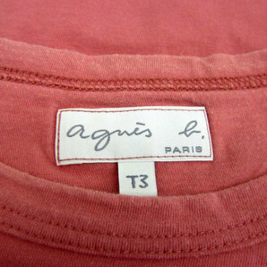 アニエスベー agnes b. Tシャツ カットソー 半袖 ラウンネック ロゴ T3 ピンク /MS41 レディースの画像6