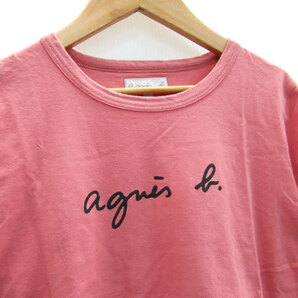 アニエスベー agnes b. Tシャツ カットソー 半袖 ラウンネック ロゴ T3 ピンク /MS41 レディースの画像3