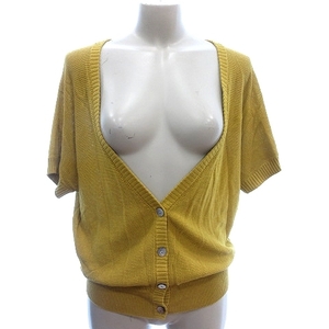  Rope ROPE knitted cardigan do Le Mans sleeve short sleeves M yellow color yellow /AU lady's 