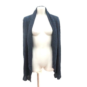  Comme Ca Du Mode COMME CA DU MODE knitted cardigan long sleeve switch lame flax .linen.11 navy blue navy /CT #MO lady's 