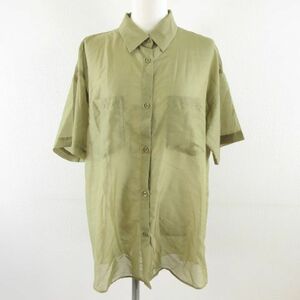  wing INGNI shirt blouse short sleeves big Silhouette green M *A55 lady's 