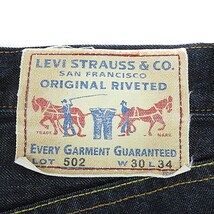 リーバイス Levi's 502 デニムパンツ ジーンズ ジップフライ ノンウォッシュ コットン 無地 30 インディゴ ボトムス /BT メンズ_画像9