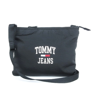 トミーヒルフィガー TOMMY HILFIGER サコッシュ ショルダーバッグ 斜め掛け ナイロン ロゴ プリント 黒 ブラック 鞄 ☆AA★ メンズ レディ