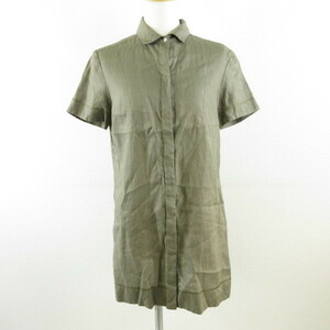  Comme Ca Du Mode COMME CA DU MODE shirt tunic short sleeves linen khaki green 9 *T282 lady's 