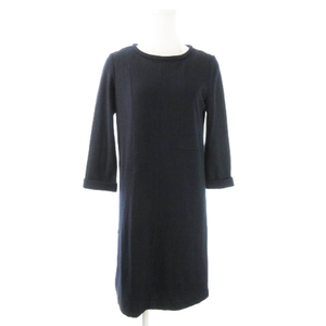  Reflect Reflect One-piece knee height 7 minute sleeve wool stretch simple 9 navy blue navy /AO20 * lady's 