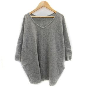  Ballsey BALLSEY Tomorrowland knitted sweater 7 minute sleeve V neck cashmere 38 gray /SM12 lady's 