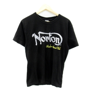 ノートン Norton Tシャツ カットソー 半袖 ラウンドネック ロゴ刺繍 L 黒 ブラック /SY3 メンズ