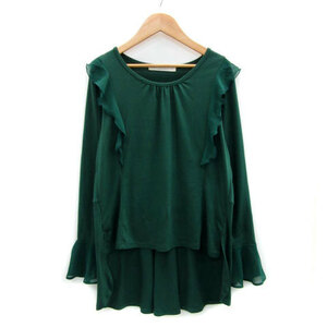  As Know As as know as cut and sewn long sleeve round neck frill F green green /MS19 lady's 