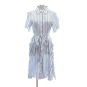  ef-de ef-de shirt One-piece long short sleeves stripe waist Mark 7 navy blue navy white white /CT lady's 