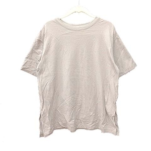 ミラオーウェン Mila Owen Tシャツ カットソー 半袖 クルーネック バックプリント スリット 0 ベージュ /CT レディース