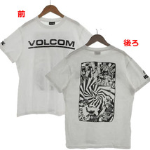 ボルコム VOLCOM Ｔシャツ 丸首 半袖 ロゴプリント バックプリント コットン ホワイト 白 ブラック 黒 M メンズ_画像1