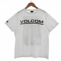 ボルコム VOLCOM Ｔシャツ 丸首 半袖 ロゴプリント バックプリント コットン ホワイト 白 ブラック 黒 M メンズ_画像2