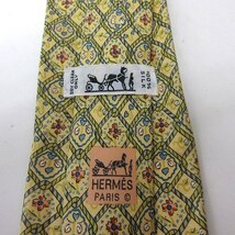 エルメス HERMES ネクタイ レギュラータイ 花柄 シルク 黄色 イエロー ■GY09 メンズ_画像6