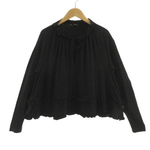 te knee rose DENNY ROSE cut and sewn frill ribbon long sleeve stretch black black XS lady's 