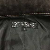 アンナケリー Anna Kerry ジャケット ステンカラー シングル 無地 フェイクレザー 肩パッド ウール 長袖 38 黒 ブラック レディース_画像5