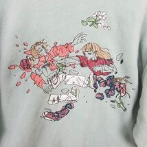 LEFT ALONE レフトアローン プルオーバー フリース 重ね着風 刺繍 M ライトグリーン af1900 レディース_画像5