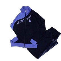 ルコックスポルティフ Le coq sportif ドライ ジャージ 上下 セットアップ ジャケット パンツ ロゴ刺繍 紺 紫 ネイビー ラベンダー M_画像1
