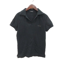 ストララッジョ Stra Raggio ポロシャツ 半袖 カットソー ロゴプリント ラインストーン 1 黒 ブラック /CT レディース_画像1