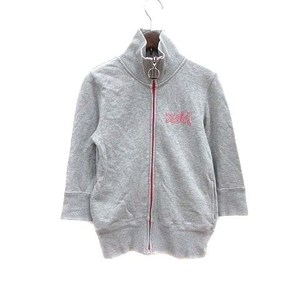  X-girl x-girl Parker sweat stand-up collar Zip up Logo print 7 minute sleeve 1 gray /YK lady's 