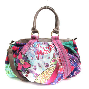 デシグアル Desigual ショルダー ハンドバッグ 2WAY 総柄 パープル系 230831E 鞄 ■GY11 レディース