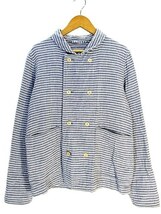 Washwash＋PLUS ウォッシュウォッシュ 丸衿 コットン シャツ ジャケット ボーダー size 5 レディース_画像1