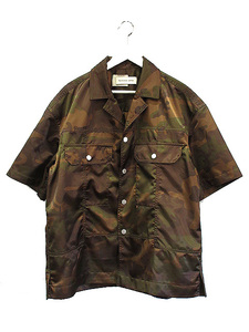 FenG CHen WANG フェンチェンワン 22SS FCW CAMOUFLAGE SHIRT FS13SHI814 カモフラージュシャツ M ブラウン 半袖 トップス 迷彩 メンズ