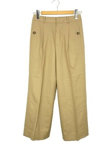 アクアスキュータム AQUASCUTUM 22AW ハイカウントフラノ ワイドパンツ 8 ブラウンベージュ センタープレス ボトムス レディース