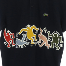 ラコステ LACOSTE Keith Haring キース・ヘリング バンドプリントポロシャツ 半袖 コットン 鹿の子 2 紺 ネイビー /MY ■GY03 メンズ_画像5