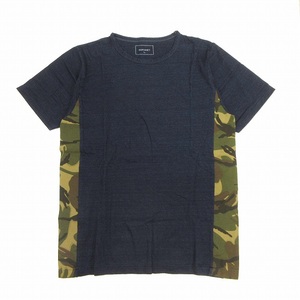 美品 15SS ソフネット SOPHNET. INDIGO SIDE PANEL CREW NECK TEE カモフラ サイドパネル Tシャツ 半袖 クルーネック/9 メンズ