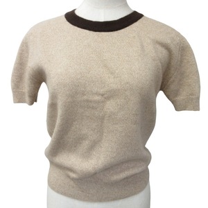  Chanel CHANEL beautiful goods 96A 90s Vintage cashmere knitted sweater cut and sewn here Mark button one Point B0773 short sleeves 38 S~M corresponding 
