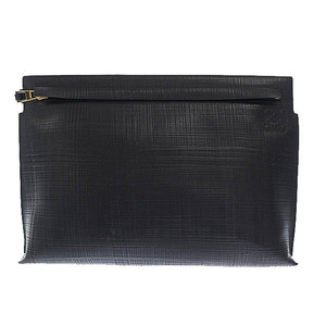 ロエベ LOEWE T Pouch Tポーチ アナグラム レザー クラッチ セカンド バッグ 9793803 黒 ブラック ブランド古着ベクトル ▲●■ 230811 メ