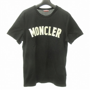 モンクレール MONCLER 19SS ジーニアス GENIUS Tシャツ カットソー 半袖 フロントロゴ フロッキープリント 黒 ブラック S 0806 メンズの画像1