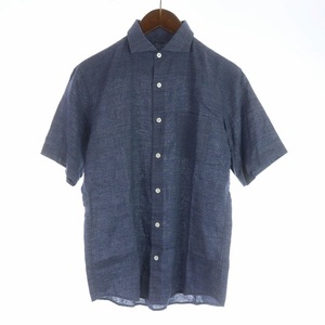 シップス SHIPS シャツ カジュアルシャツ 麻 リネン 半袖 S 紺 ネイビー /KU メンズ