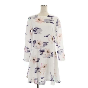  Chesty Chesty flair flower One-piece Mini long sleeve 0 eggshell white multicolor /DO #OS lady's 