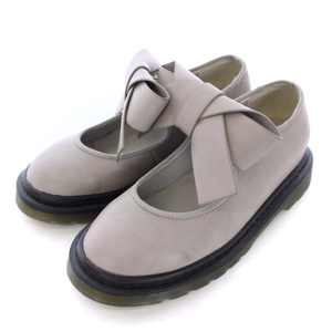 me Lee Jenny merry jenny Loafer pumps ribbon round tu leather shoes shoes S 22cm gray /DK #OF lady's 