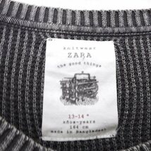 ザラ ZARA 子供服 セーター ニット 総柄 刺繍 シンプル 切替リブ 長袖 丸首 コットン 綿 13-14anos-years 164cm チャコール /HT19 キッズ_画像3