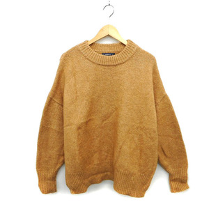 ザラ ZARA KNIT ニット セーター アルパカ混 ワイド ドロップショルダー リブ 長袖 S 茶 ブラウン /NT27 レディース