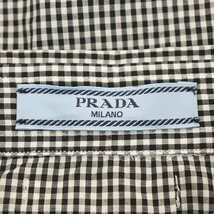 プラダ PRADA ギンガムチェック クロップドシャツ 長袖 40 黒 白 ブラック ホワイト P407GC /AA ■OS レディース_画像3