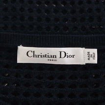 クリスチャンディオール Christian Dior ロゴジャガードフリンジニット カットソー クルーネック プルオーバー シアー リネン 八分袖 I40_画像3