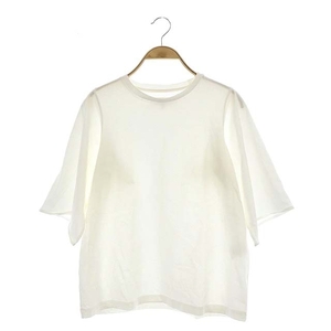 アキラナカ AKIRA NAKA デザインスリーブTシャツ カットソー 七分袖 スリット コットン 2 白 ホワイト /NR ■OS レディース