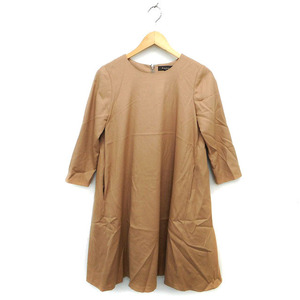 te milk s Beams Demi-Luxe BEAMS One-piece flair knee height wool back Zip plain 7 minute sleeve 38 Camel /NT16 lady's 