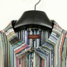 ポールスミスコレクション PAUL SMITH COLLECTION 美品 マルチ ストライプ ショートスリーブ シャツ 総柄 半袖 XL メンズ_画像4