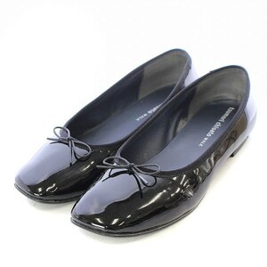  Tsumori Chisato walk round square tu ballet shoes Flat pumps ribbon enamel fake leather 23cm black black 