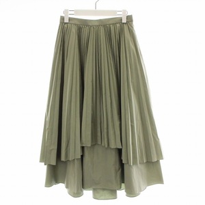 ルシェルブルー LE CIEL BLEU Double High Low Hem Skirt プリーツスカート ロング 無地 38 M 水色 /TR8 レディース