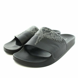 MARCELO BURLON ANNY POOL SLIDERS シャワーサンダル ウィングプリント 左右サイズ違い 左42 27.0cm 右43 28.0cm 黒 白 ■GY03 メンズ