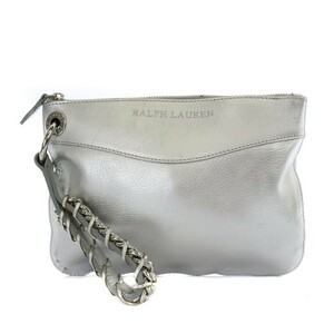  Ralph Lauren RALPH LAUREN clutch bag pouch leather silver /YB lady's 